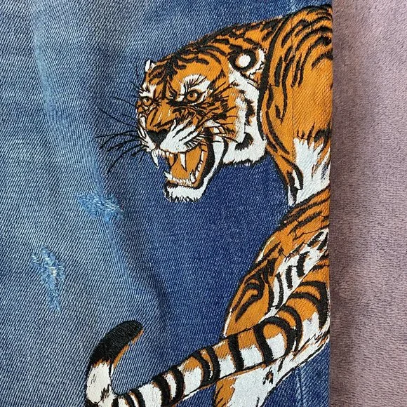 Philipp Plein Men's Blue Straight Leg Tiger Jeans - Picture 4 of 8